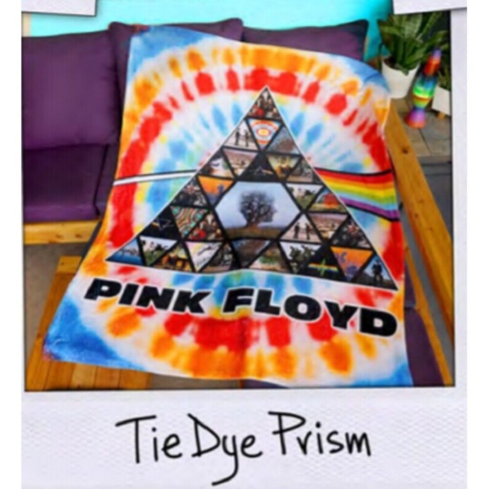 New Tie Dye Prism Pink Floyd Plush Throw Gift Blanket Hi Def Photos Syd Barrett